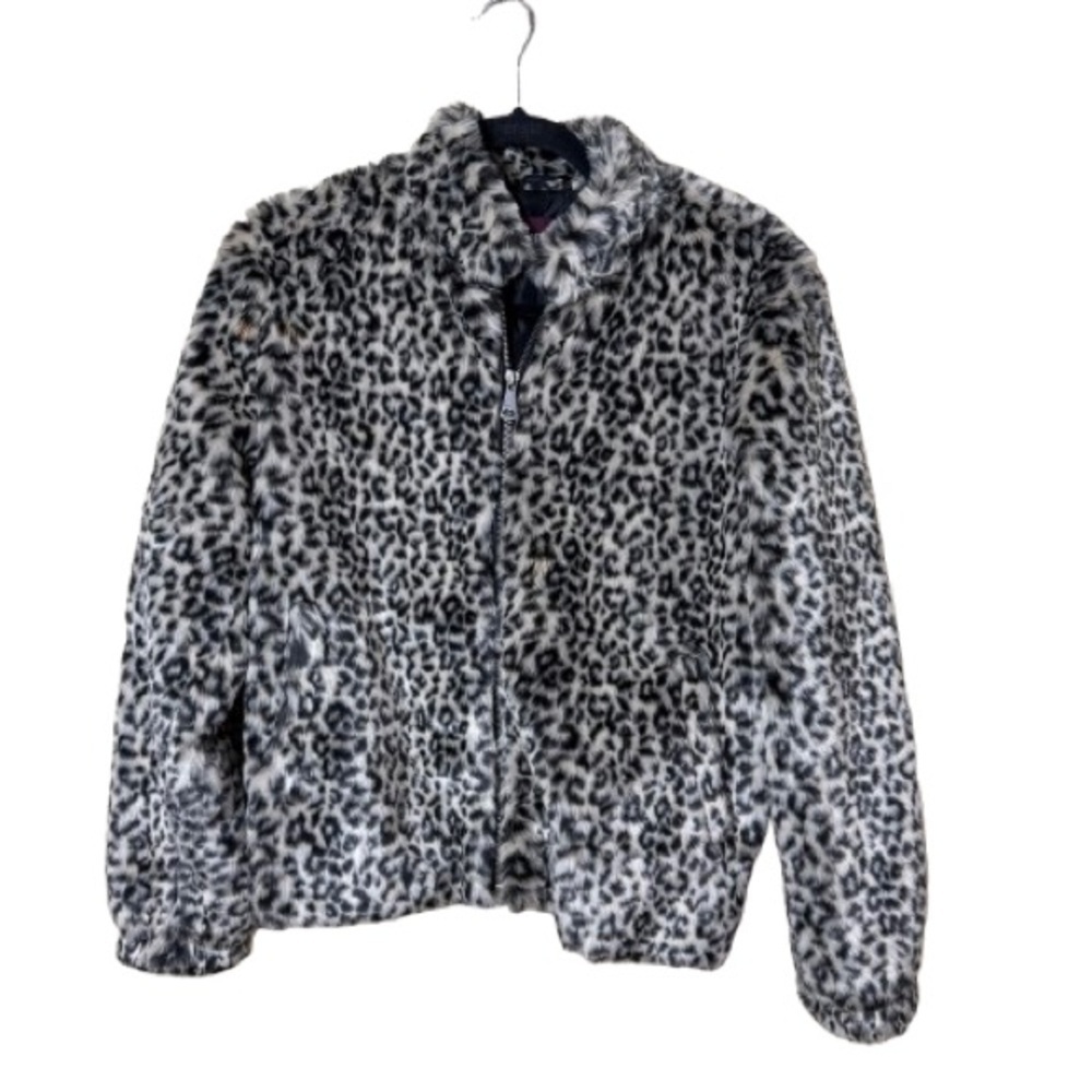 Vigoss Leopard Print Bomber Jacket faux fur size small